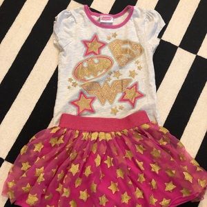 Girls Size 6 Superhero Glitter T-shirt and TuTu